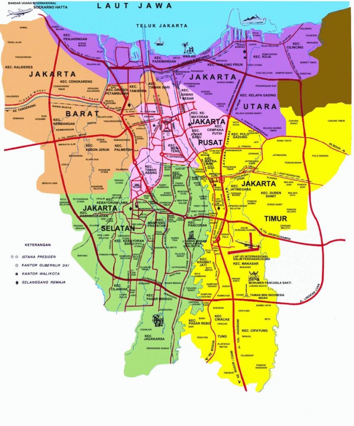 Jakarta nähtävyyksiä kartta