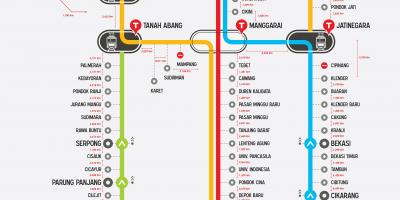 Lähiliikenteen linja Jakarta kartta