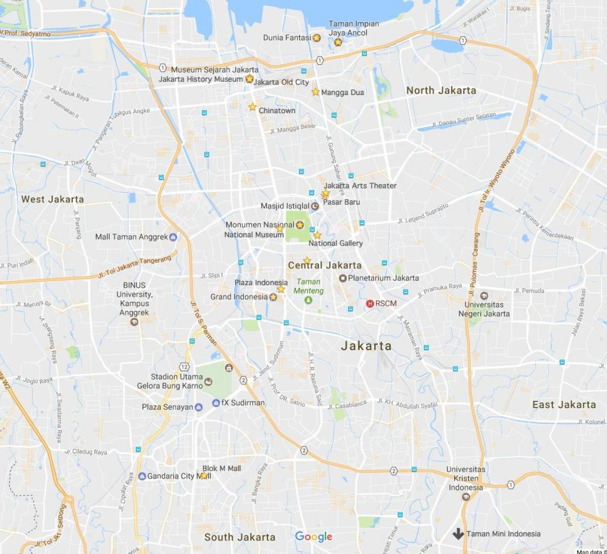 kartta Jakarta kauppakeskuksissa