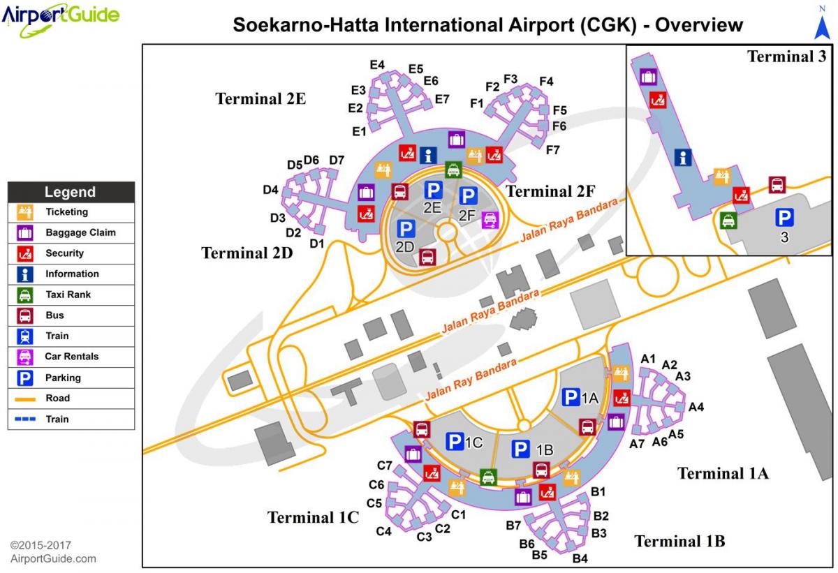 soekarno hattan lentokentältä terminaali 2: kartta