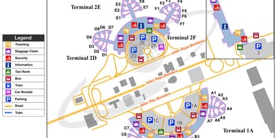 Jakartan kansainvälinen lentokenttä kartta